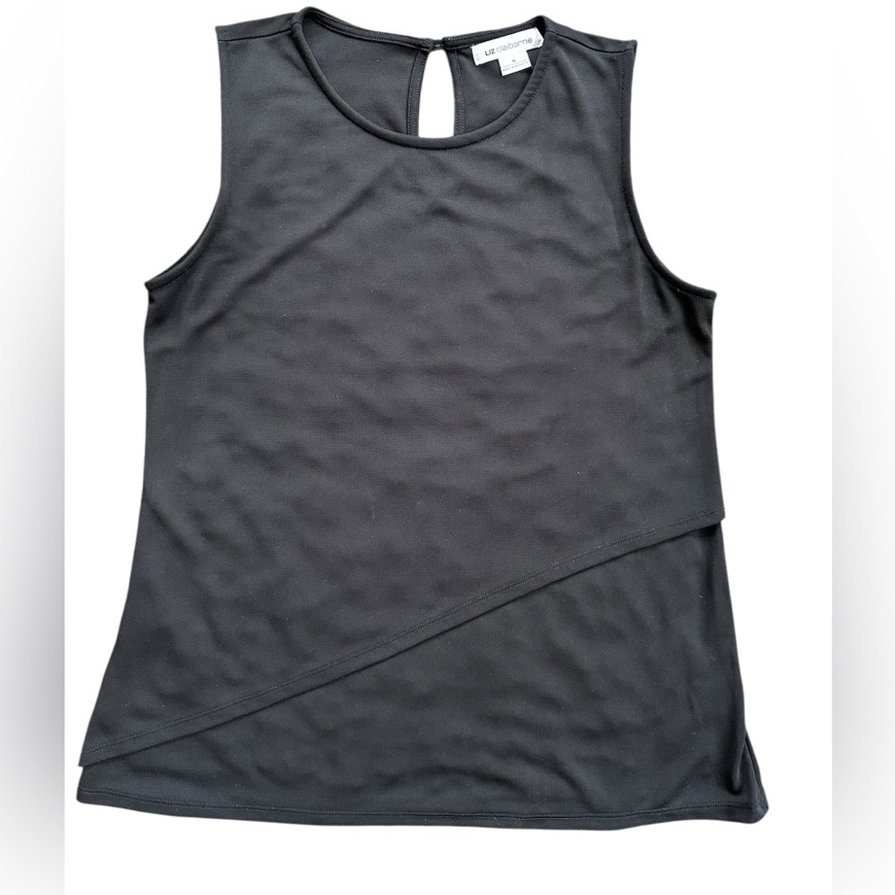 Liz Claiborne Black Asymmetrical Tank Top Womens M‎